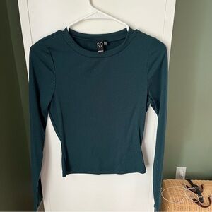 Windsor Hunter Green Long Sleeve Ribbed Cropped Shirt